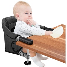 Tischsitz Faltbar Baby Hochstuhl Sitzerhöhung Stuhlsitz mit Transportbeutel, Ideal für zu Hause und Unterwegs(Schwarz)