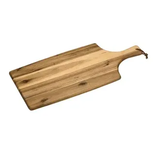 Kesper Schneidebrett, Akazie, zum Aufhängen, Tranchierbrett mit praktischem Lederband zum Aufhängen, Maße: 55 x 25 x 1,8 cm