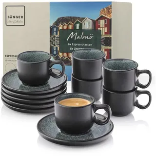 sänger Malmö Espressotassen Set 12-tlg. grün/schwarz