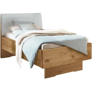 Wiemann Holzbett »Cardiff, Bettgestell, Bettrahmen, teilmassiv, mit Polsterkopfteil« bianco, eiche teilmassiv, B:100cm L:200cm, Betten, Holzbett, Fußteil aus Massivholz, verschiedene Größen
