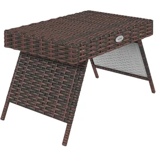 Outsunny Rattan Beistelltisch Gartentisch Couchtisch wetterfester Kaffeetisch Campingtisch Klapptisch für Balkon, Garten, 60 x 41 x 41 cm, Braun
