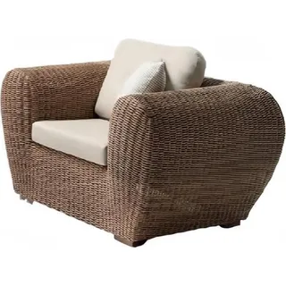 Sessel Rattan Braun Terrasse Elegantes Möbel Modern 1 Sitzer stilvoll Sessel - Braun