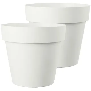 Kreher XXL Pflanztopf/Pflanzkübel rund mit 79 cm Durchmesser, ausstattet mit Rollen! Der Eye-Catcher für Garten, Terrasse, Restaurants & Gewerbe! (Weiß, 2er XXL)