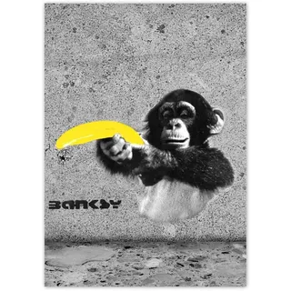 Foto-Poster, Wanddekoration, 50 x 70 cm, Banksy Affe Banane Nr. H5655Z_PL1H
