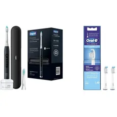 Oral-B Pulsonic Slim Luxe 4500 Elektrische Schallzahnbürste/Electric Toothbrush, matt schwarz & Pulsonic Clean Aufsteckbürsten für Schallzahnbürsten,2 Stück (1 er Pack)