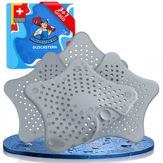 ABFLUSSHELD Abflusssieb Silikon - 3+1 Gratis Haarsieb für alle Abflüsse | Duschsieb mit Haarfänger Schonend & Kratzfrei - Abfluss Sieb für Dusche Waschbecken Badewanne & Küchenspüle