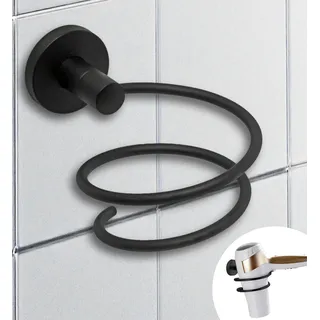 IPEA Haartrocknerhalter Selbstklebender Wandhalter für Haartrockner Schwarz– Keine Bohrung Erforderlich – Modernes Design – Wandhalter für Haartrockner zum Ankleben im Bad und Haus – Halterung