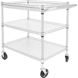 Servierwagen, 3 Regale, modernes Design, Silber - Silber