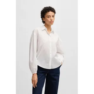 BOSS ORANGE Klassische Bluse »Barby Premium Damenmode« mit BOSS Logo auf der Brust, weiß