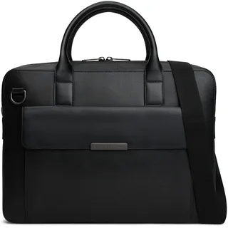 Laptoptasche TOMMY HILFIGER "TH BUSINESS COMPUTER BAG", Gr. B/H/T: 39,5cm x 28,5cm x 9cm, schwarz, Leder, Taschen Laptoptasche, Unisex Notebook, Aktentasche, Computertasche, doppeltem Tragegriff