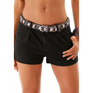 Shorts LASCANA "aus elastischer, sommerlicher Baumwollware", Damen, Gr. 40, N-Gr, schwarz, Denim/Jeans, Obermaterial: 98% Baumwolle, 2% Elasthan, unifarben, figurbetont kurz, Hosen Shorts, mit Taschen, kurze Hose, Freizeitlook, Sommerhose, Topseller