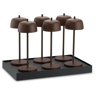 Theta 6x Tischlampe Kabellos Dimmbare LED Akku - Aufladbar Tischleuchten für Restaurant und HO.RE.CA im Italienischem Design - Indoor & Outdoor IP65 2700-4000K, 9-24 Std. LVL (Corten)