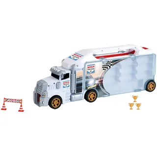 Theo Klein 2837 Bosch Car Service Sammelkoffer Truck mit integrierter Abfahrtsrampe | 26 Staufächer | Coole Rampe für Rennen | Maße: 62,9 cm x 12 cm x 23,6 cm | Spielzeug für Kinder ab 3 Jahren