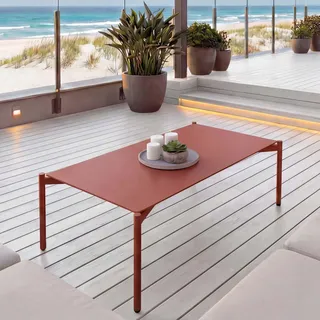 Aluminium-Gartentisch HWC-O11, Outdoor Loungetisch Kaffeetisch Tisch Balkontisch, 105x65cm terrakotta - Rot