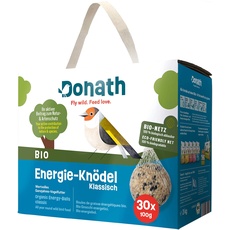 Donath Bio Energie-Knödel Klassisch im Bio-Netz - Meisenknödel im Bio-Netz- 100g je Knödel - kraftspendendes Fett - Ganzjahres Wildvogelfutter - aus unserer Manufaktur in Süddeutschland - 30er Karton