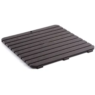 ta-tay TATAY Duschplattform, Polypropylen-Kunststoff, Holzoptik, rutschfest, Sonnenschutz, mit Gumminoppen, Dunkelbraun. Misst 55 x 55 cm