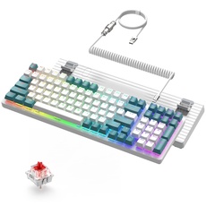 ZIYOU LANG K3 PRO Kabelgebundene Mechanische Gaming-Tastatur, RGB-Hintergrundbeleuchtung, 96% Ultrakompakte Nummernblock-Tastatur, Linearer Roter Schalter Mit Individuellem Spiral-USB-C-Kabel