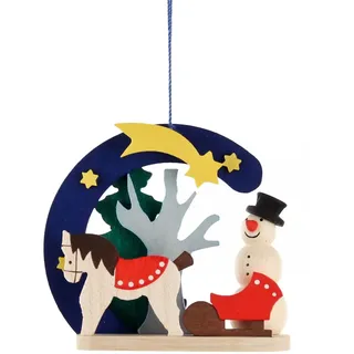 Baumbehang behang Schneemann mit Pferd 7cm NEU Christbaumschmuck Weihnachtsbaum