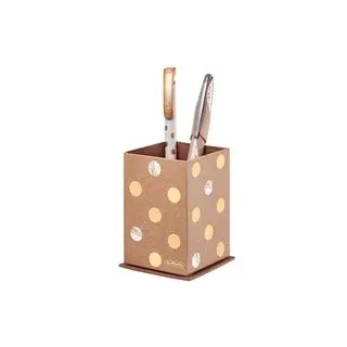 herlitz Stiftehalter Pure Glam braun mit metallic Punkten Karton 6,5 x 6,5 x 10,0 cm