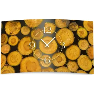 Holz Scheite Designer Wanduhr modernes Wanduhren Design leise kein ticken dixtime 3DS-0152 - Braun