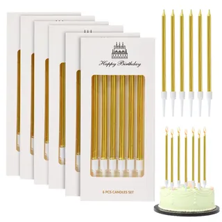 36 Stück Geburtstagskerzen, Kerzen Gold für Kuchen, Geburtstag Kuchen Birthday Candles mit Ständer, Kuchenkerzen für Kinder & Erwachsene Geburtstagsfeier Hochzeitsparty, Abschlussfeier