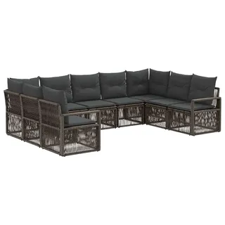 vidaXL Gartensofa-set 9 stk. Grau Poly-Rattan - Grau