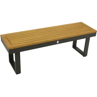 DEGAMO Hockerbank KAMPALA 2-sitzer 120cm, Aluminium anthrazit + Akazie geölt - Grau, Braun