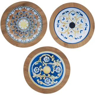 Deko-Fliesen aus Keramik und Bambus, mediterranes Dekor, Sizilien, 3 Stück