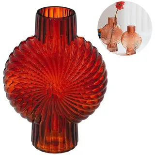 Vase für Blumen und Dekorationen - Vase für Schlafzimmer, Wohnzimmer und Küche, aus Glas, 18,5 x 8,5 x 25 cm, Rot