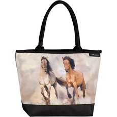 VON LILIENFELD Handtasche Pferd Wildpferde Motiv Shopper Maße L42 x H30 x T15 cm Strandtasche Henkeltasche Büro
