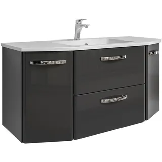 Saphir Waschtisch »Quickset 327 Waschtisch mit Unterschrank, inkl Türdämpfer« Anthrazit Hochglanz, Waschplatz mit 2 Türen, 1 Klappe, 1 Auszug, grau