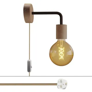 Creative Cables Mit Bulb Spostaluce Holzlampe Mit Gebogener Verlängerung Und Stecker-englisch - Neutral / Rust - One Size