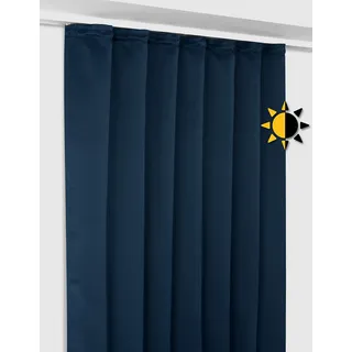 BEAUTEX Verdunkelungsgardine mit Kräuselband U-Band, Blackout Vorhang Blickdicht abdunkelnd, Größe und Farbe wählbar (Breite: 300 cm, Höhe: 245 cm, Navyblau)