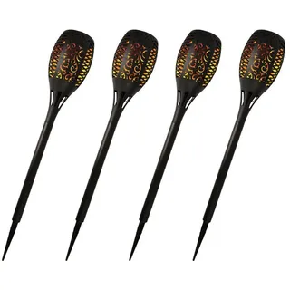 bc-agentur 4er Pack LED- Gartenfackel Solar ( ca. 50cm hoch ) LED-Lampe 1,2V 300mAh Akku, inkl. Erdspieß, Solarlampe Flammenlicht