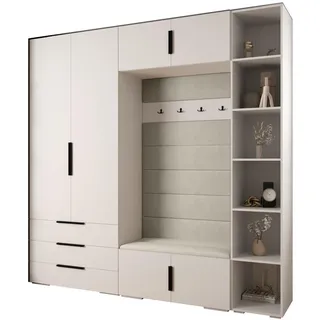 Abiks Möbel Garderoben-Set 236,7/240/47 , Metall , Nachbildung , 13 Fächer , 240x236.7x47 cm , Garderobe, Garderoben-Sets & Garderoben-Serien, Garderoben-Sets