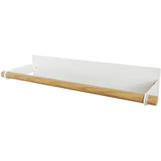 Yamazaki 2567 TOSCA Magnetischer Küchenrollenhalter, weiß, Stahl / Holz, minimalistisch, 32 x 8.5 x 6 cm