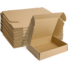HORLIMER 20 Stück Versandkarton Klein Karton Box, 30,5x22,9x7,6 cm Verpackungskartons aus Wellpappe für Warensendung, Geschenkbox, Faltkarton, Postkarton(Braun)