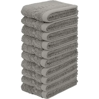 my home Waschlappen »Regona, Seiftücher 30x30cm, flauschig und weich, 500 gr/m2« Premium Handtücher mit Bordüre, Handtuch-Set, 100% Baumwolle, grau