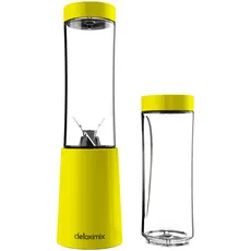 DETOXIMIX Mini Standmixer, ultrakompakt, 150 W, 2 Transportflaschen aus Kunststoff, BPA-frei, 280 ml, inklusive Smoothie-Rezeptbuch (Green Detox)