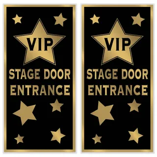 Beistle 2 Stück Kunststoff Indoor Outdoor VIP Bühne Eingang Tür Abdeckungen Film Theme Awards Nacht Party Dekorationen 152,4 x 76,2 cm, Schwarz/Gold