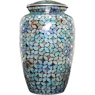 XXL Urne aus Metall - 3,5 Liter - Einzigartige Dekorationsurne für Menschliche und Tierasche - Diamant Blau