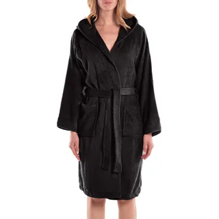Caleffi Unisex Minorca Bademantel mit Kapuze, Schwarz, L
