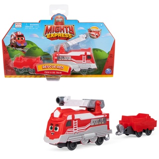 mighty express Push-and-Go Zug Roter Retter - handbetriebener Zug zur beliebten TV-Serie, ab 3 Jahren