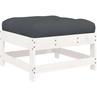 vidaXL Gartenhocker mit Kissen Weiß Massivholz Kiefer - Weiß