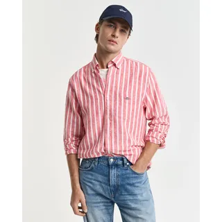 Gant Langarmhemd »REG COTTON/LINEN STRIPED SHIRT« Streifen, luftig, Leinen, rot