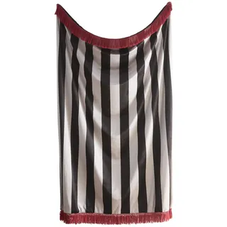 Laurence Llewelyn-Bowen, Überwurf aus 100% recyceltem Polyester, schwarz, 130 x 180 cm, Quaste, Erwachsene, Streifenmuster, Festivo-Kollektion