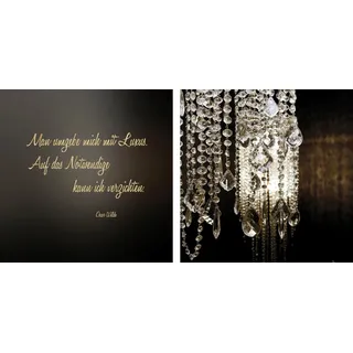 Queence Leinwandbild »Luxus - Oscar Wilde« schwarz (farbe bild(er): schwarz), B:80cm H:40cm T:2cm, Canvas, Holzrahmen, Bilder, Leinwandbild, Premium-Leinwandstoff, Handarbeit aus Deutschland, 2er Set,