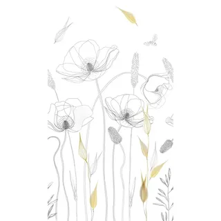 A.S. Création Livingwalls Vliestapete - Minimalistische Tapete Blumen in Schwarz, Senfgelb und Weiß - Wandtapete für verschiedene Räume - Wandbild XXL 2,80 m x 1,59 m