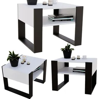 CraftPAK Couchtisch Holzwerkstoff rechteckig stabil Weiß 45/53,6/65cm , Weiß, Schwarz , Rechteckig , 65x45x53.6 cm , Wohnzimmer, Wohnzimmertische, Couchtische