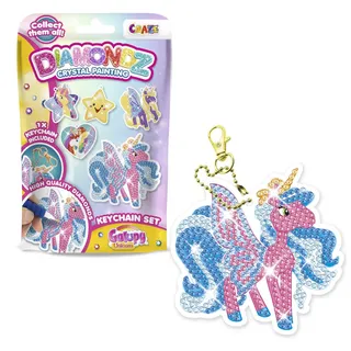 CRAZE DIAMONDZ Keychain Set Galupy Unicorn - Diamond Painting Kinder Schlüsselanhänger Set, DIY Diamant Malerei Bastelset, Mosaikherstellung für Kinder